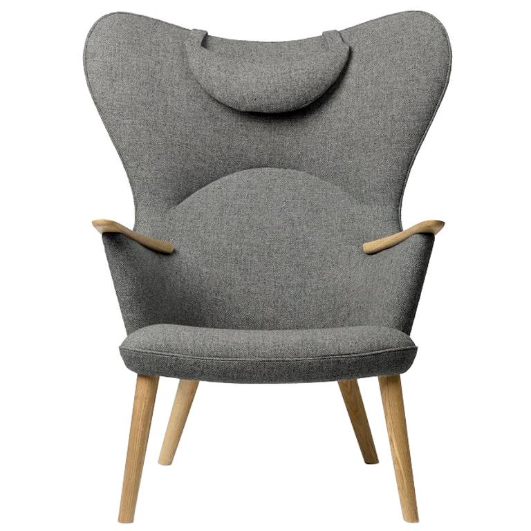 Carl Hansen CH78 Mama Bear Chair in Oak/ Fiord 151 Fabric by Hans J. Wegner