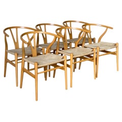 Carl Hansen & Søn Wegner Wishbone Dining Chairs Set of 6 Beech Danish Vintage