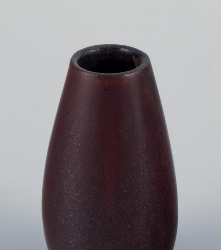 Swedish Carl Harry Staahlane for Roerstrand. Miniature vase with brown glaze For Sale