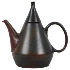 Carl-Harry Staalhane Conical Ceramic Teapot Made by Rörstrand in Sweden, 1960s