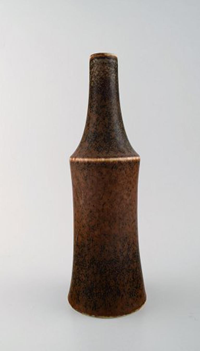 Scandinavian Modern Carl-Harry Staalhane for Rorstrand, Large Ceramic Vase, Glaze in Brown Shades