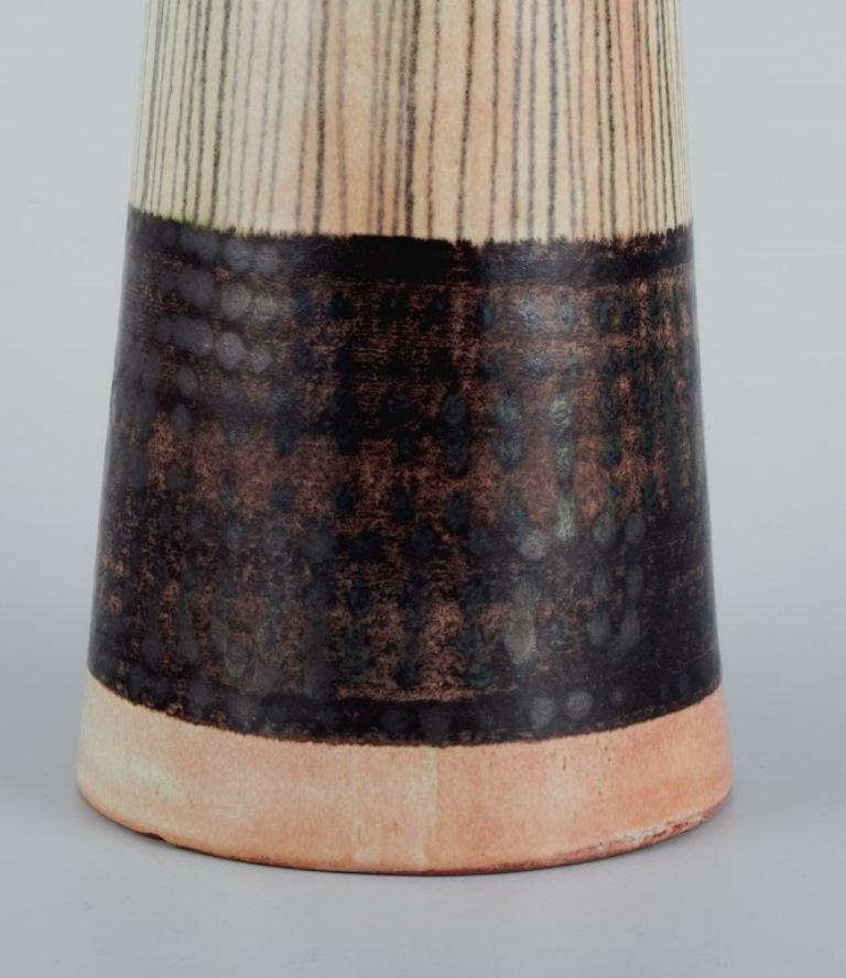 Mid-20th Century Carl Harry Ståhlane '1920-1990' for Rörstrand, Tall Ceramic Vase with Stripes For Sale