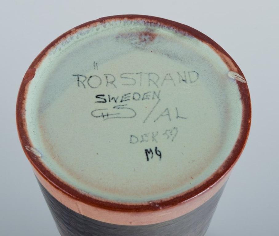 Carl Harry Ståhlane '1920-1990' for Rörstrand, Tall Ceramic Vase with Stripes For Sale 1