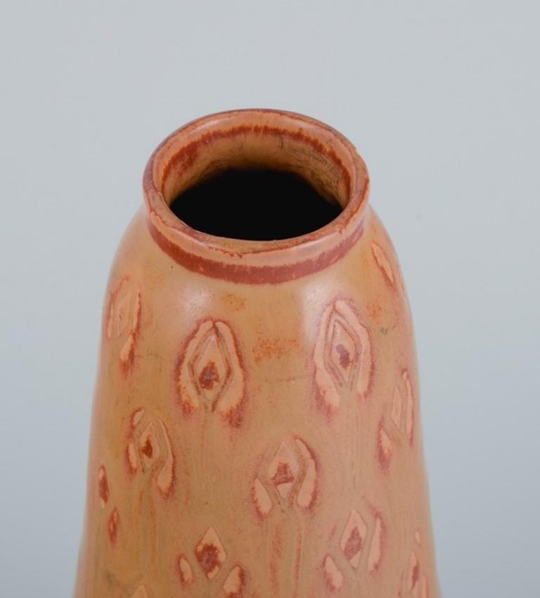 Glazed Carl Harry Ståhlane for Rörstrand, Vase in Light Brown Tones For Sale
