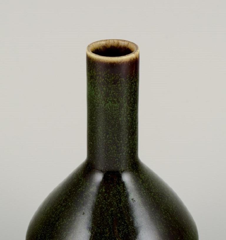Scandinavian Modern Carl Harry Ståhlane '1920-1990', Rörstrand. Vase in Dark Green and Black Glaze For Sale