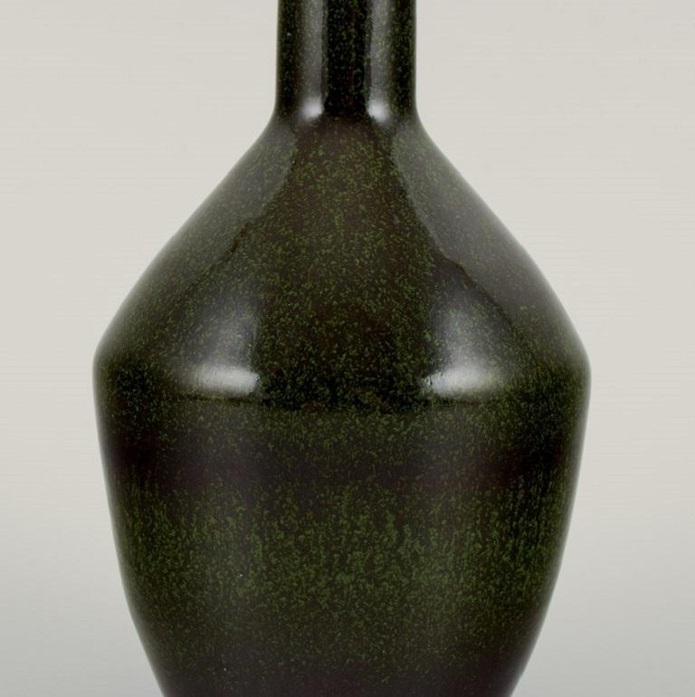 Swedish Carl Harry Ståhlane '1920-1990', Rörstrand. Vase in Dark Green and Black Glaze For Sale