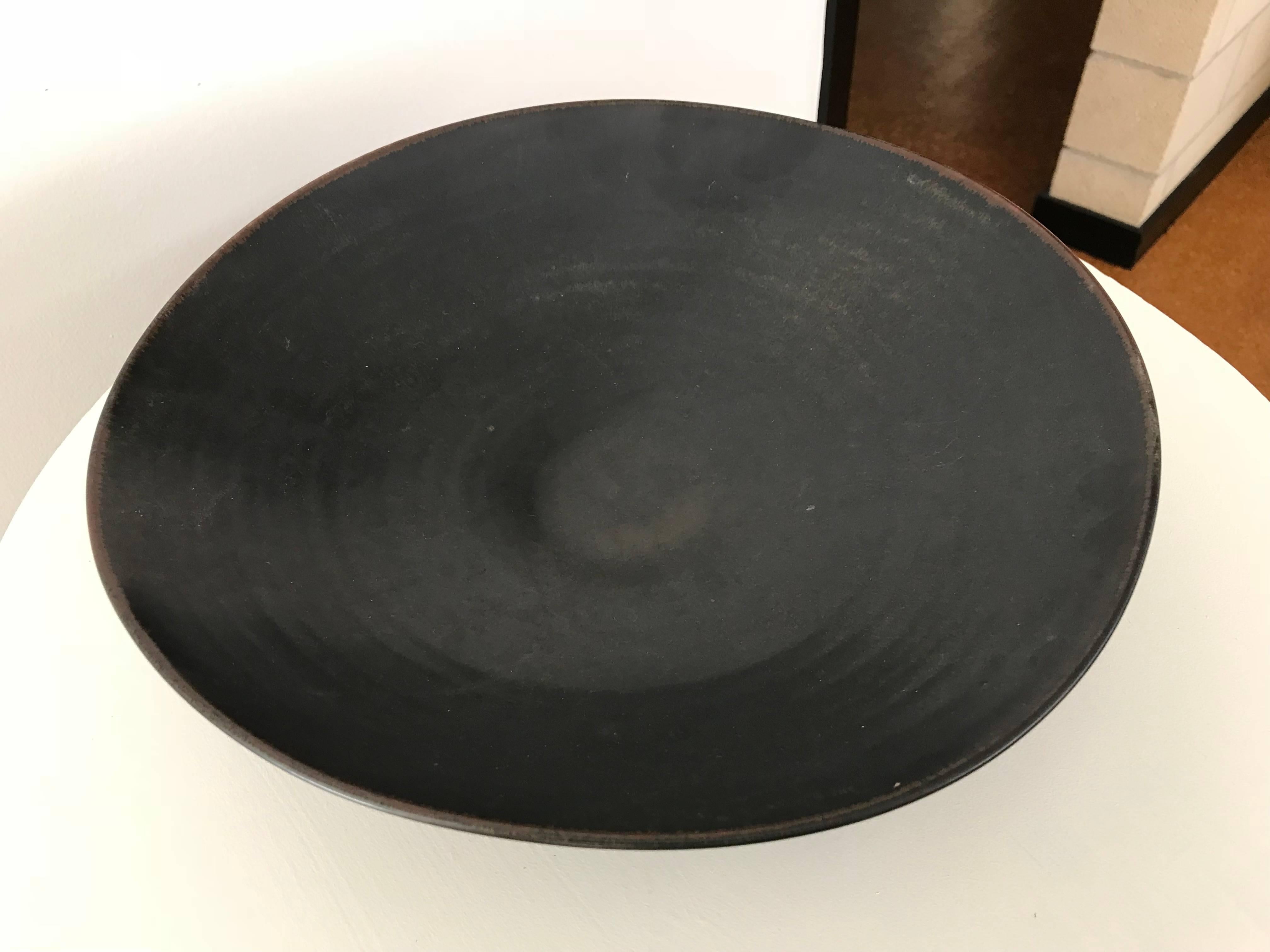 Swedish Carl Harry Stålhane for Rörstrand Stoneware Biomorphic Bowl in Haresfure Glaze