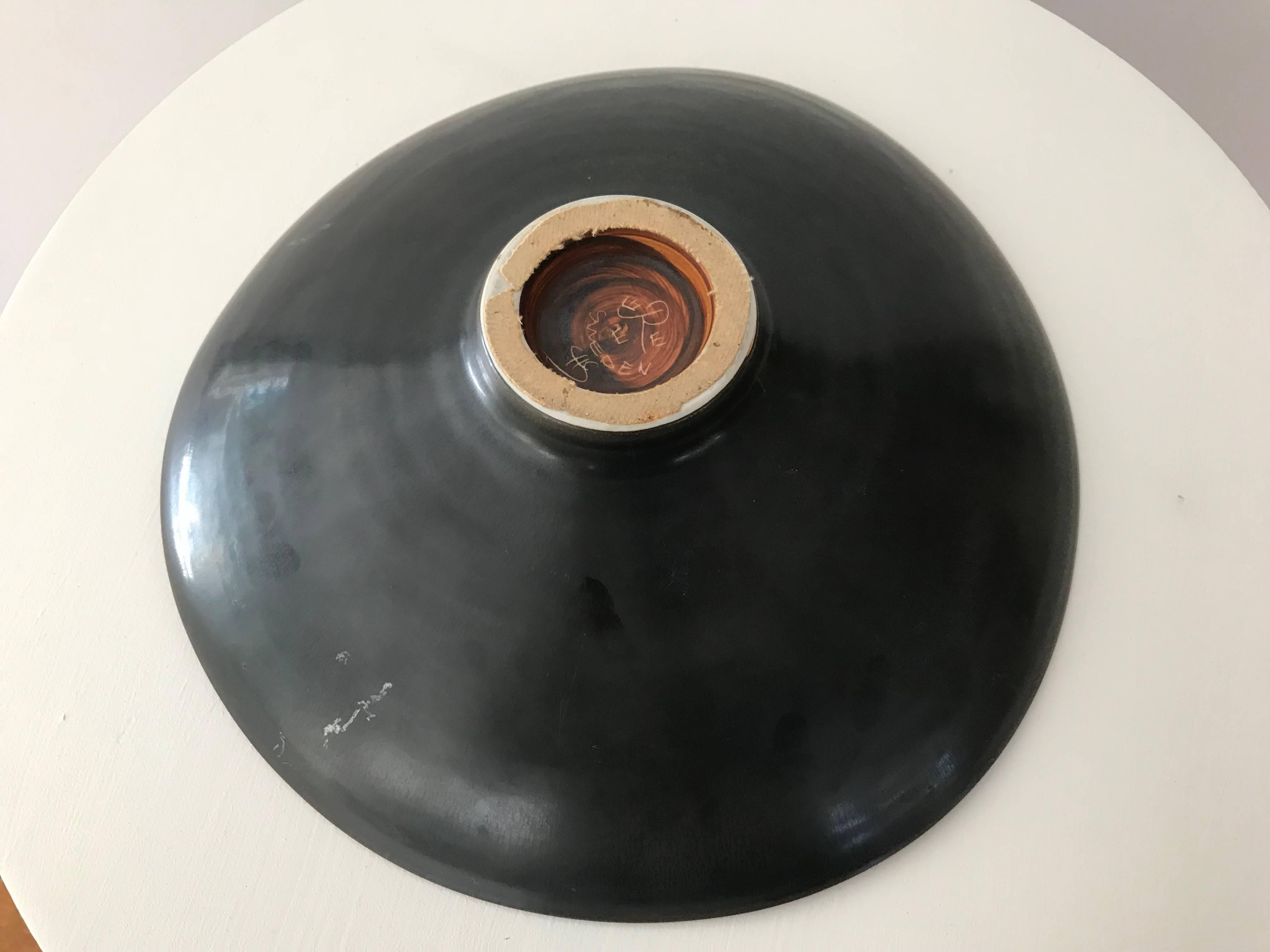 Ceramic Carl Harry Stålhane for Rörstrand Stoneware Biomorphic Bowl in Haresfure Glaze