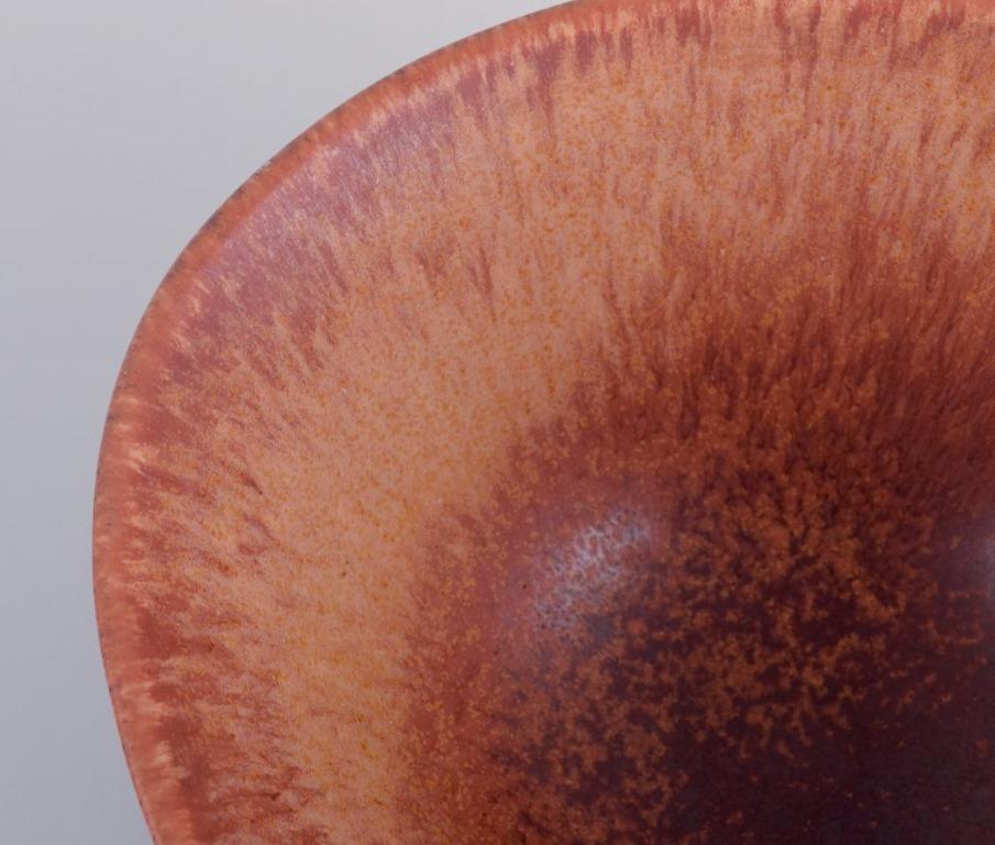 Glazed Carl Harry Stålhane (1920-1990) for Rörstrand, ceramic bowl in shades of brown. For Sale