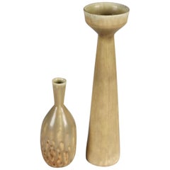 Carl Harry Stålhane, 2 Vases, Glazed Stoneware, Rörstrand, Sweden, 1950s