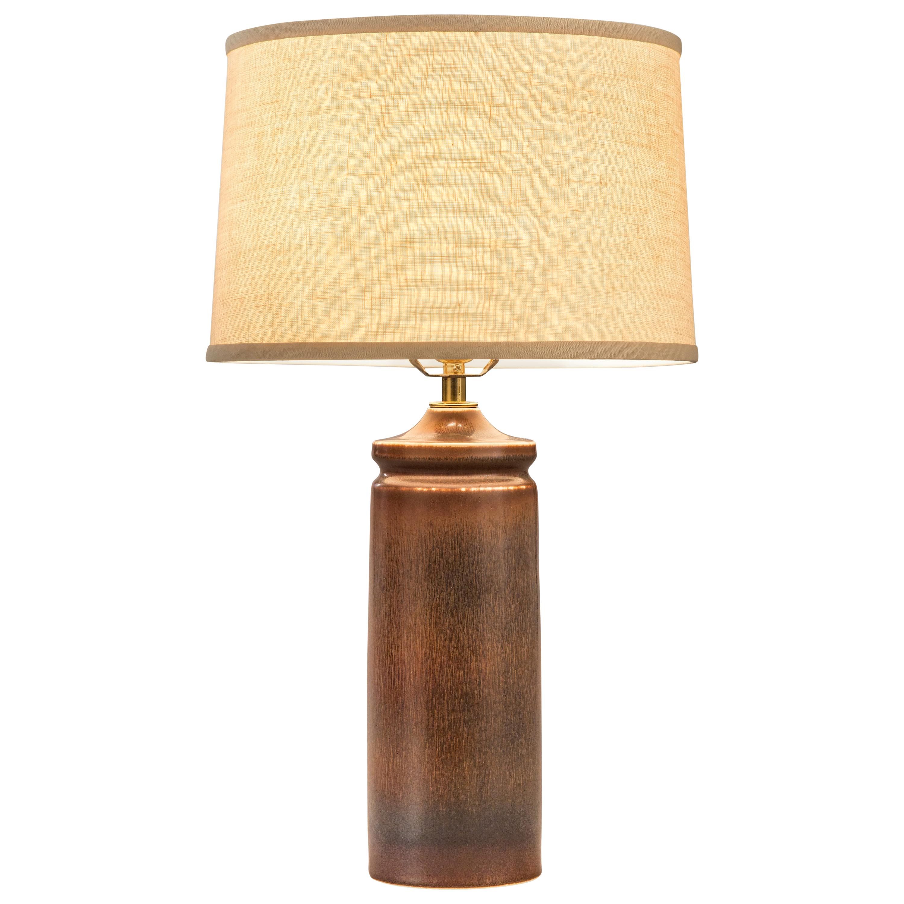 Carl Harry Stalhane, a Swedish Brown Earthenware Lamp For Sale