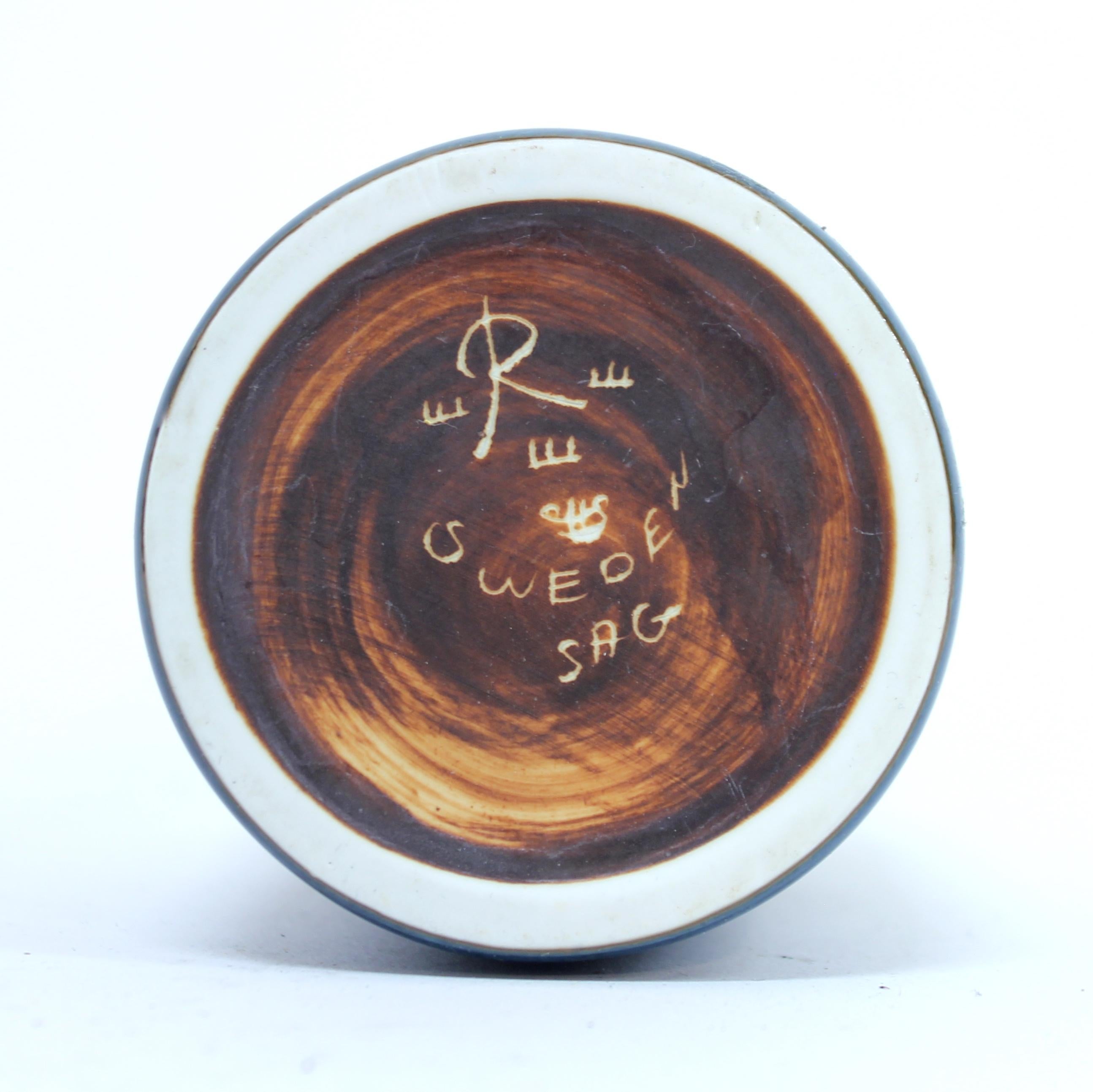 Grès Carl-Harry Stålhane, vase émaillé bleu en fourrure de lièvre, Rörstrand, années 1950 en vente