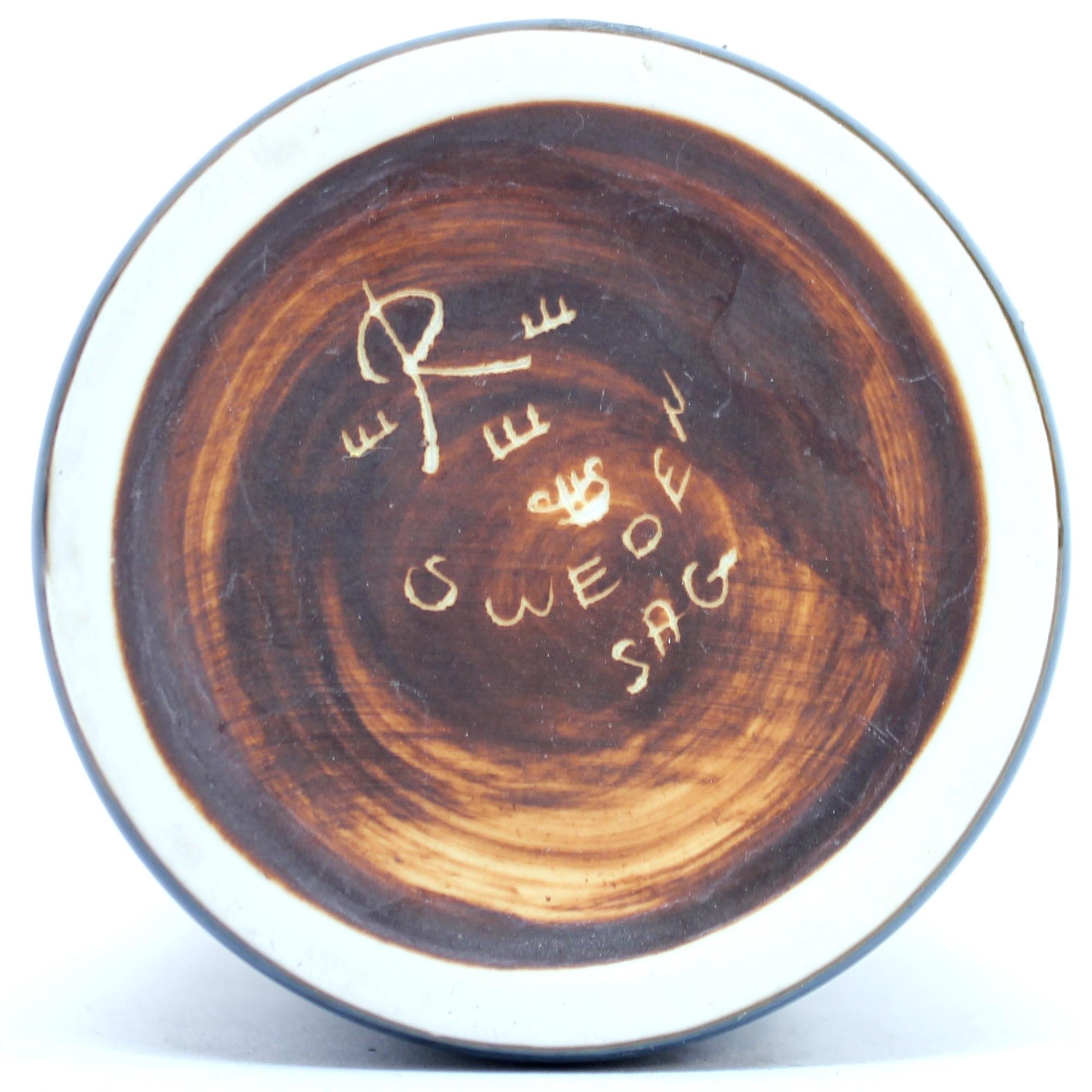 Carl-Harry Stålhane, vase émaillé bleu en fourrure de lièvre, Rörstrand, années 1950 en vente 1