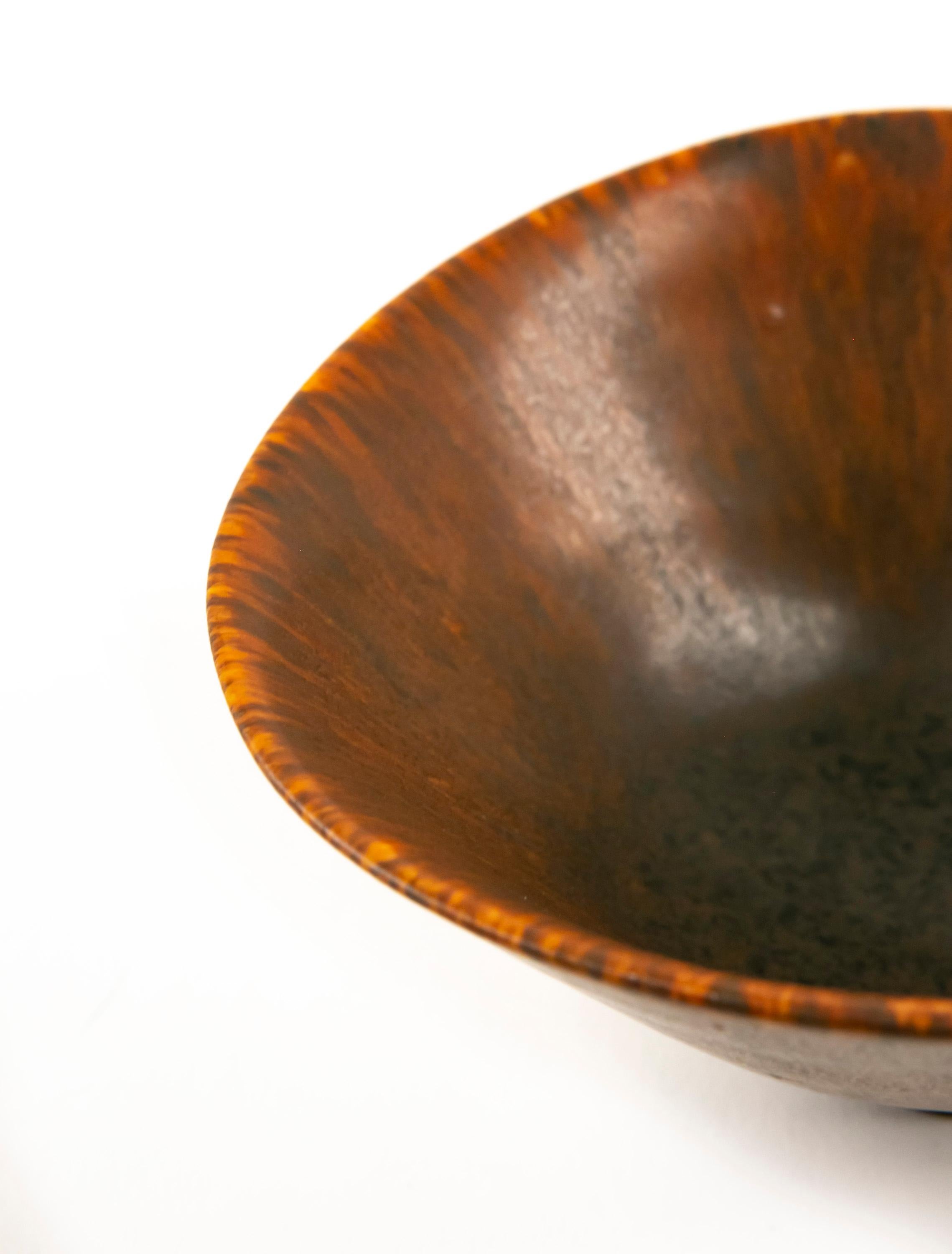 Carl Harry Stalhane Bowl, Matte Rust Red Hares Fur Glaze Rorstrand Sweden, 1950s For Sale 5