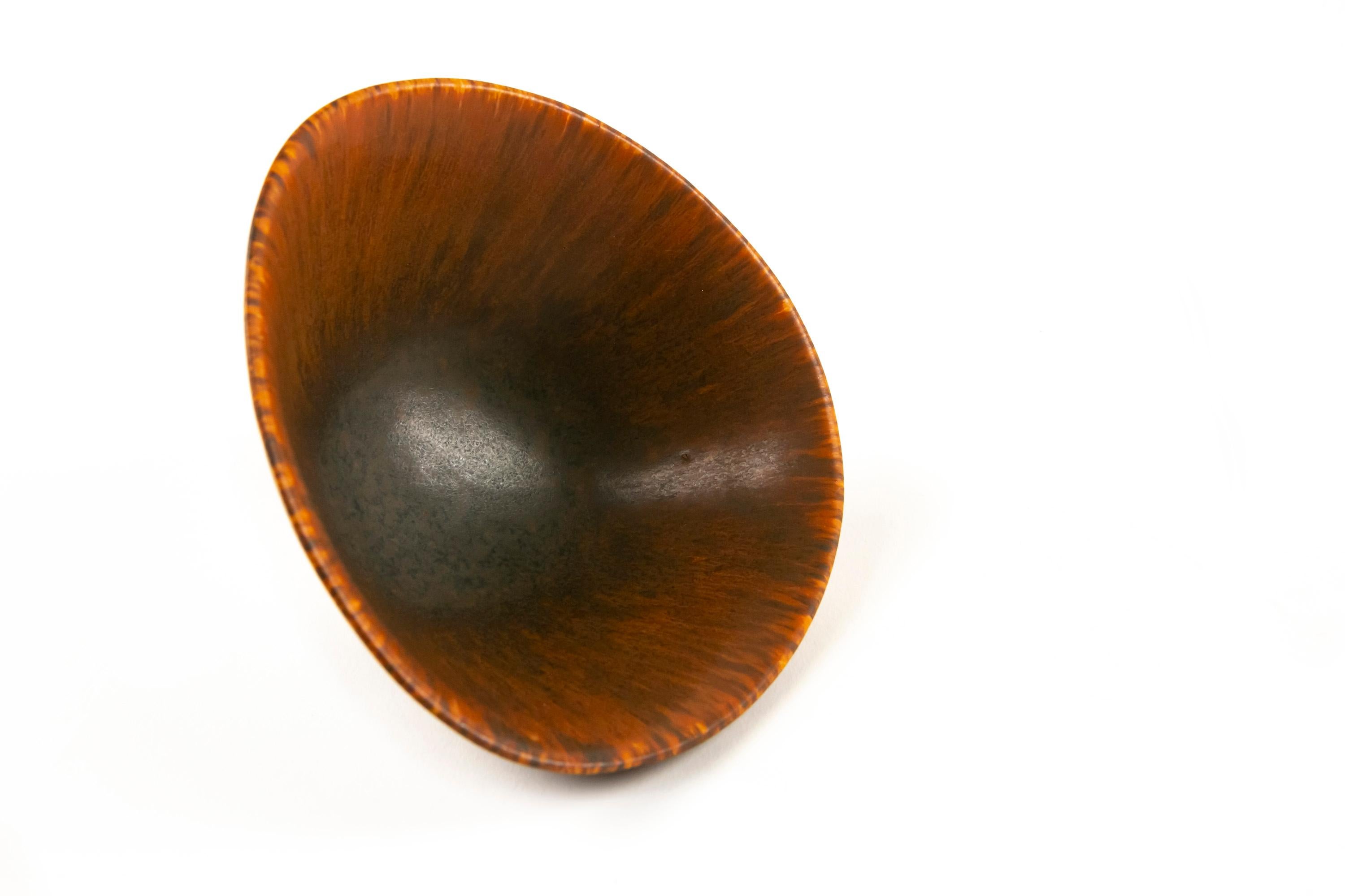 Carl Harry Stalhane Bowl, Matte Rust Red Hares Fur Glaze Rorstrand Sweden, 1950s For Sale 8