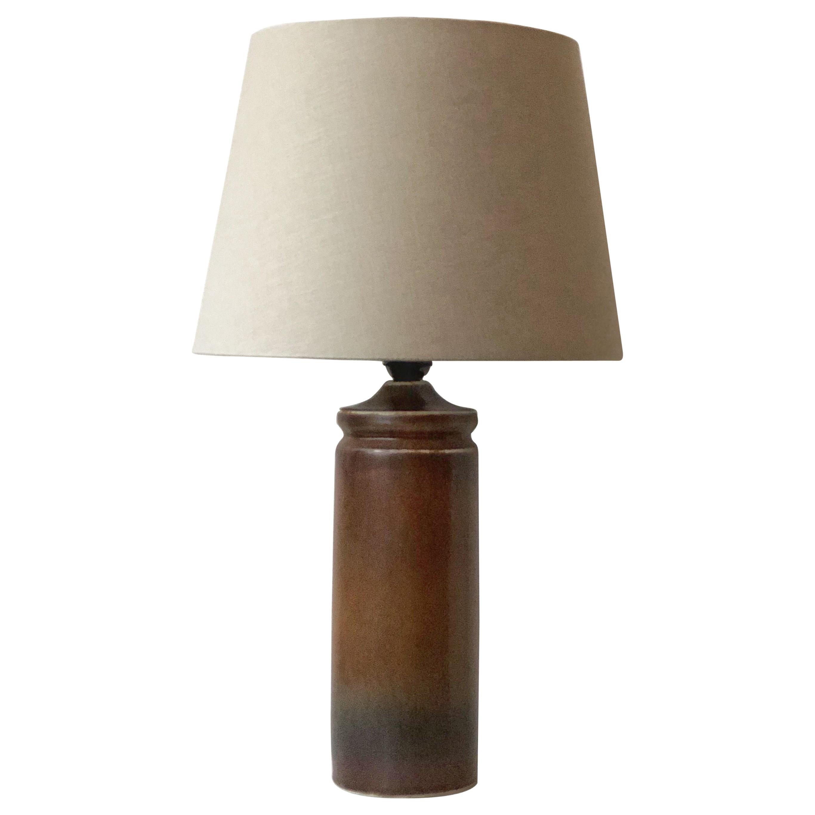 Carl Harry Stålhane Brown Vintage Ceramic Table Lamp for Rörstrand