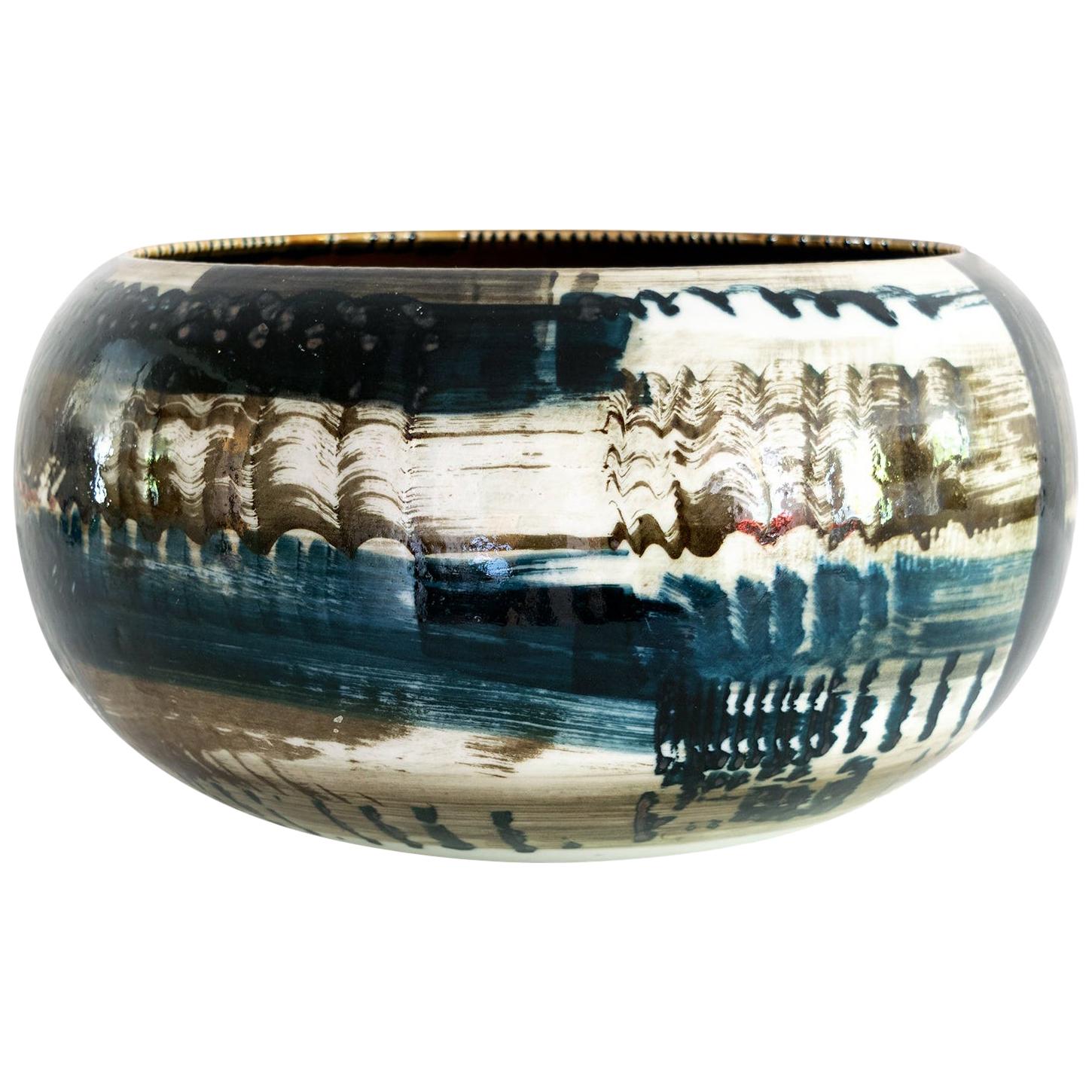 Carl-Harry Stalhane Ceramic Bowl with Abstract Design Rorstrand, Sweden
