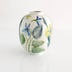 Carl-Harry Stalhane Ceramic Vase Decorated with Flowers for Rorstrand