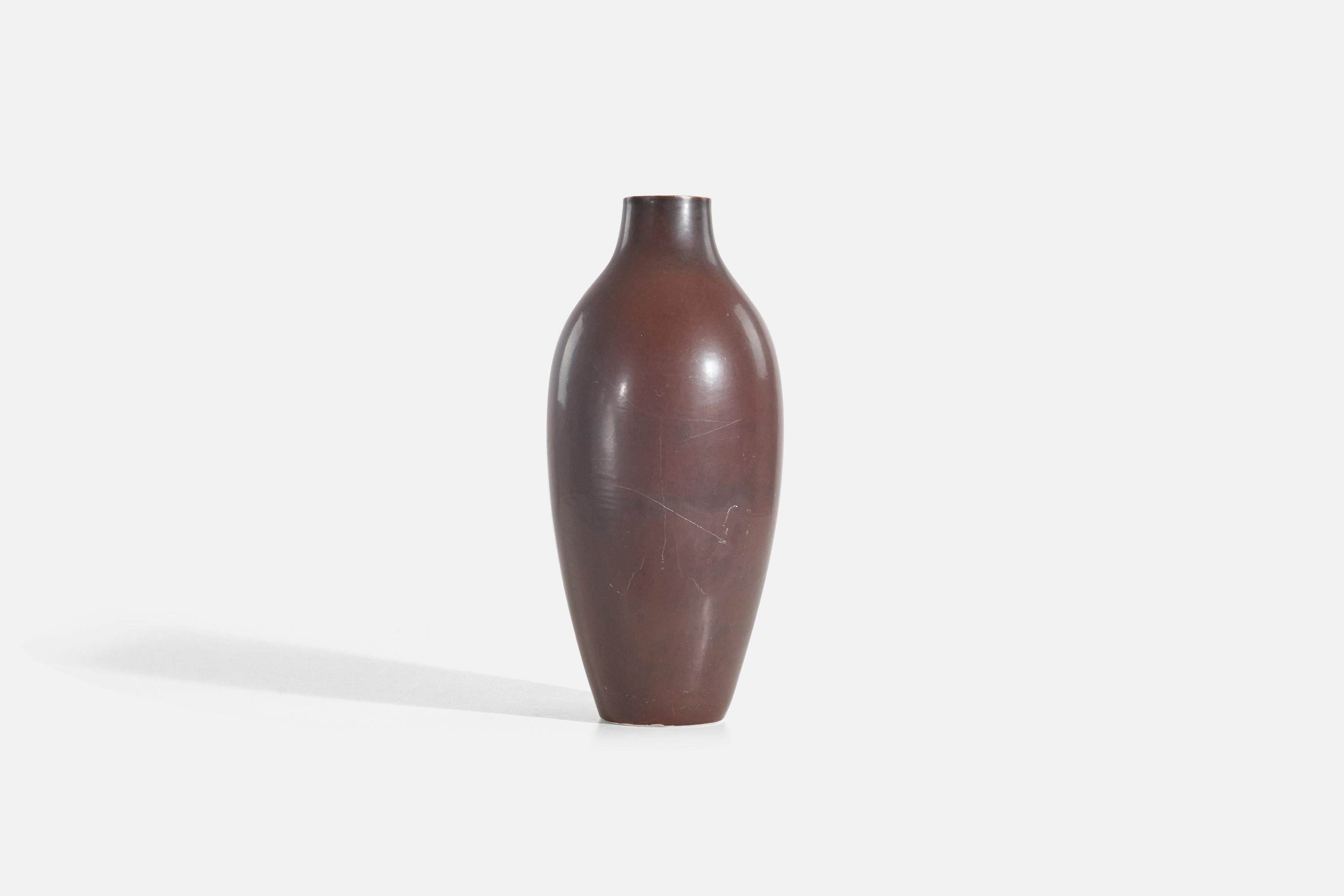 Mid-Century Modern Carl-Harry Stålhane, Floor Vase, Brown Glazed Stoneware, Rörstrand, Sweden 1960s For Sale