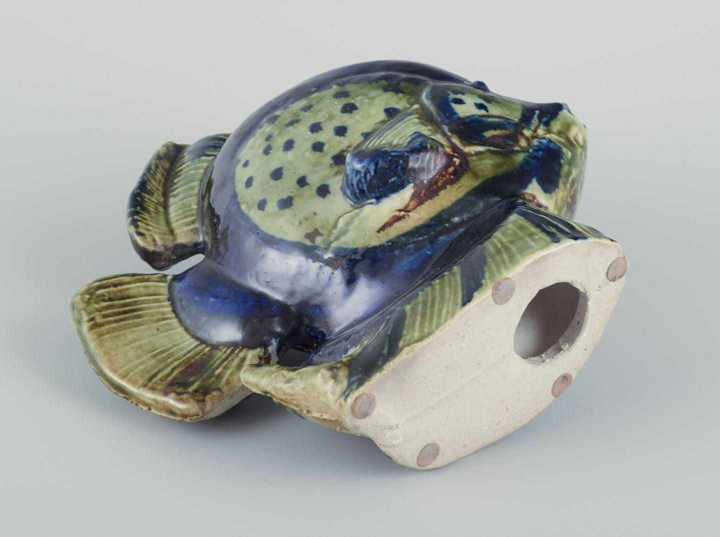 Stoneware Carl Harry Stålhane for Designhuset. Unique sculpture of fish in stoneware. For Sale