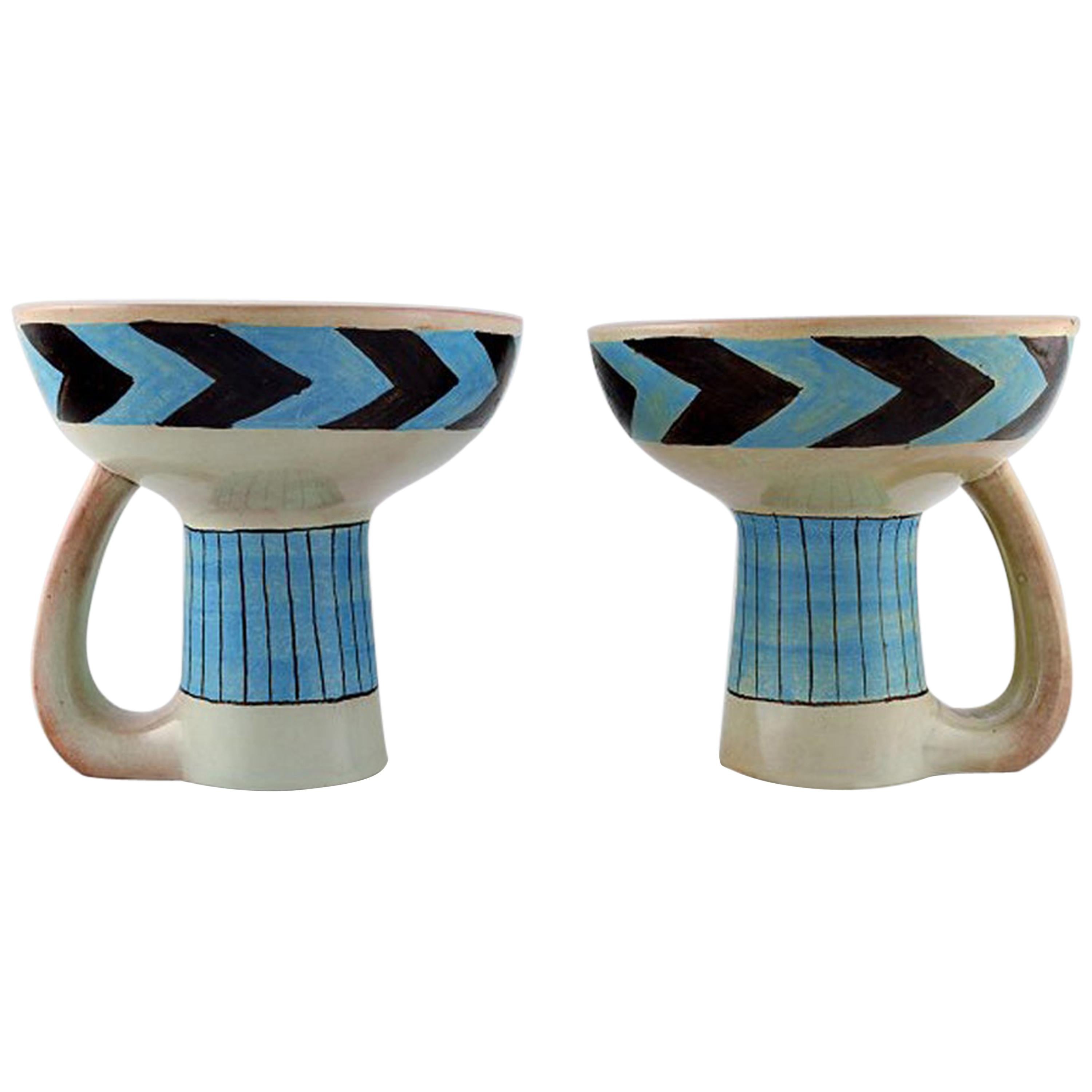 Carl-Harry Stålhane for Rörstrand, a Pair of Modernist Hand Painted Vases For Sale