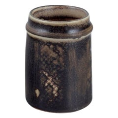 Carl Harry Stålhane for Rörstrand Ateljé. Ceramic vase in green and black tones.
