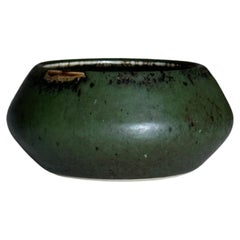 Carl Harry Stålhane for Rörstrand Atelje Mottled Green Ceramic Bowl/ Low Vase