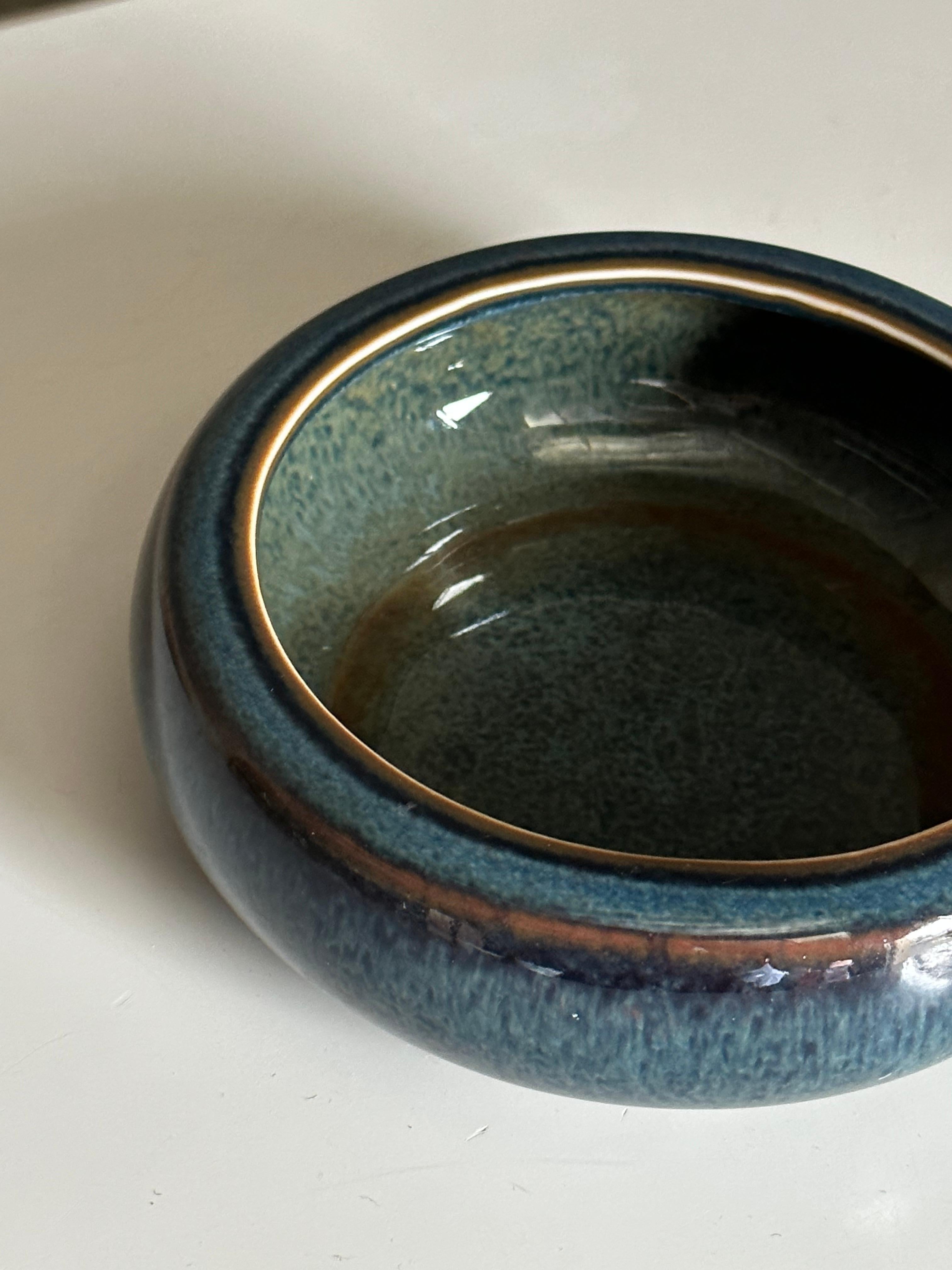 Mid-Century Modern Carl Harry Stålhane for Rörstrand Blue Stoneware Bowl, 1950s For Sale