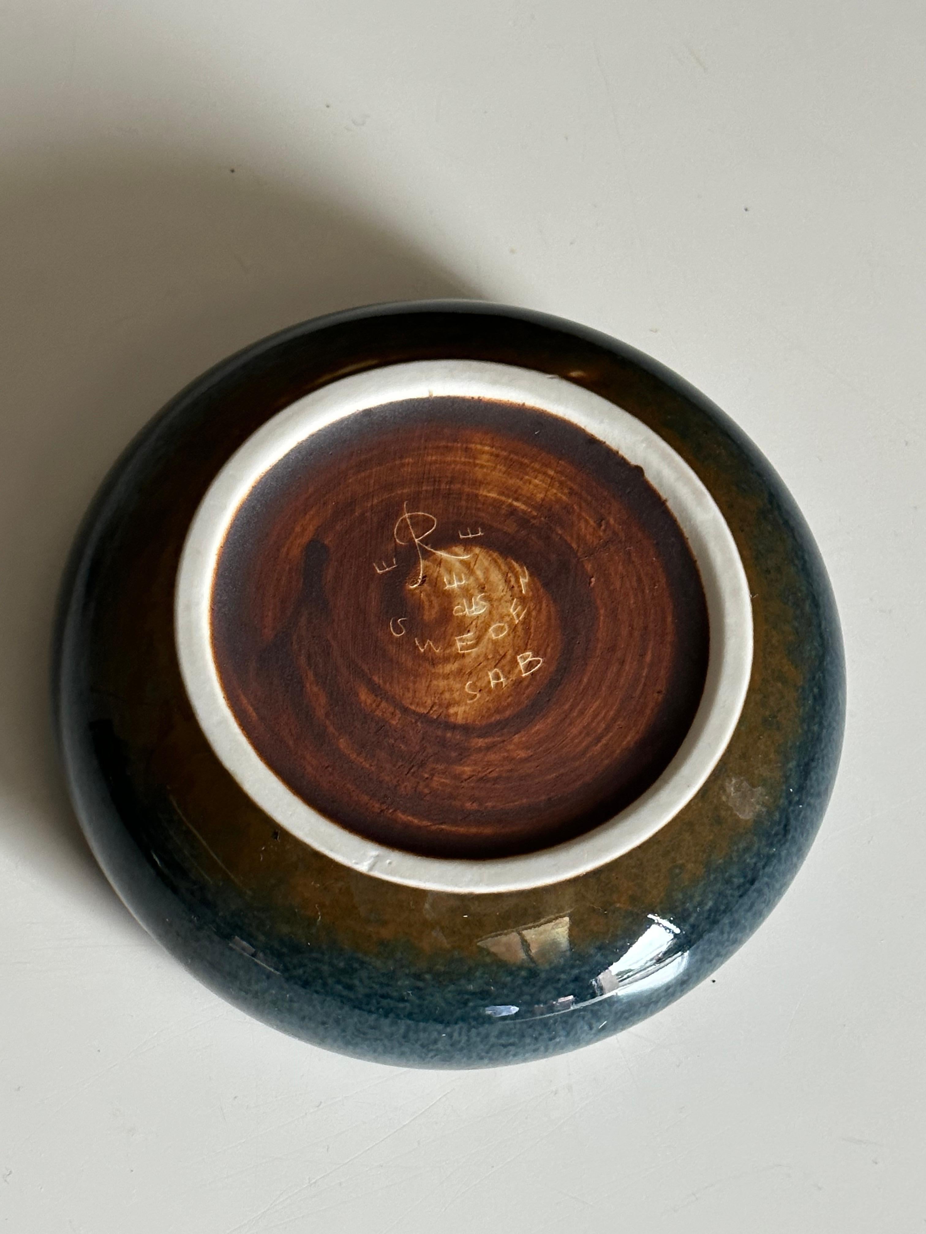 Swedish Carl Harry Stålhane for Rörstrand Blue Stoneware Bowl, 1950s For Sale