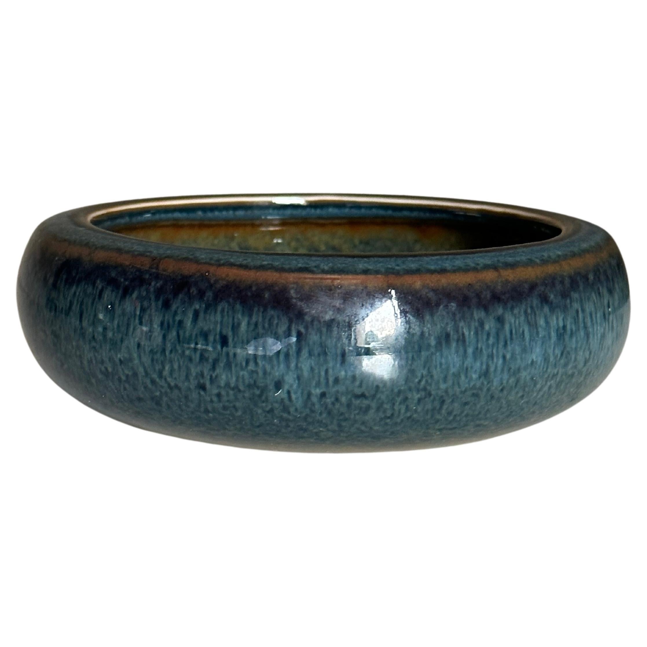 Carl Harry Stålhane for Rörstrand Blue Stoneware Bowl, 1950s For Sale