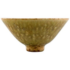 Vintage Carl-Harry Stålhane for Rörstrand, Bowl on Foot in Glazed Stoneware, 1960s