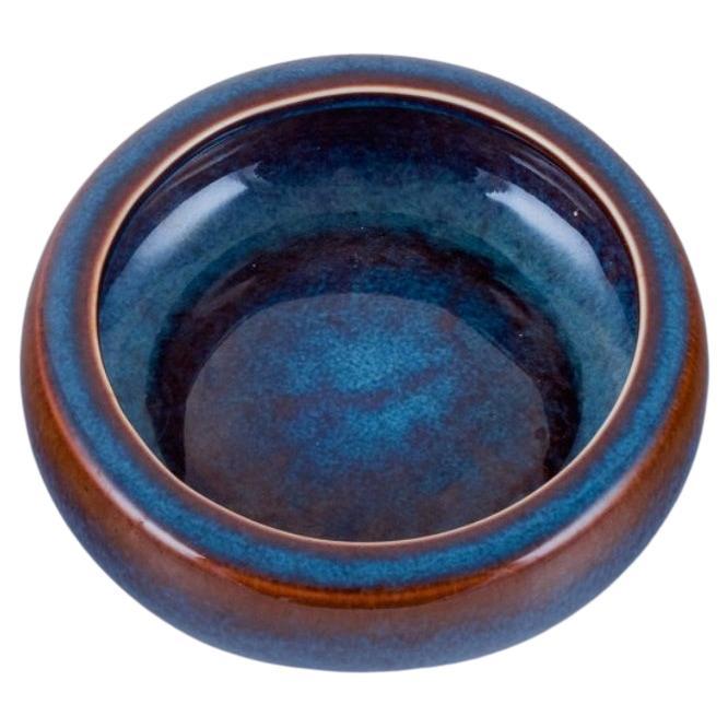 Carl Harry Stålhane for Rörstrand. Ceramic bowl in blue-brown shades For Sale