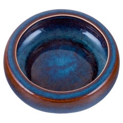 Carl Harry Stålhane for Rörstrand. Ceramic bowl in blue-brown shades