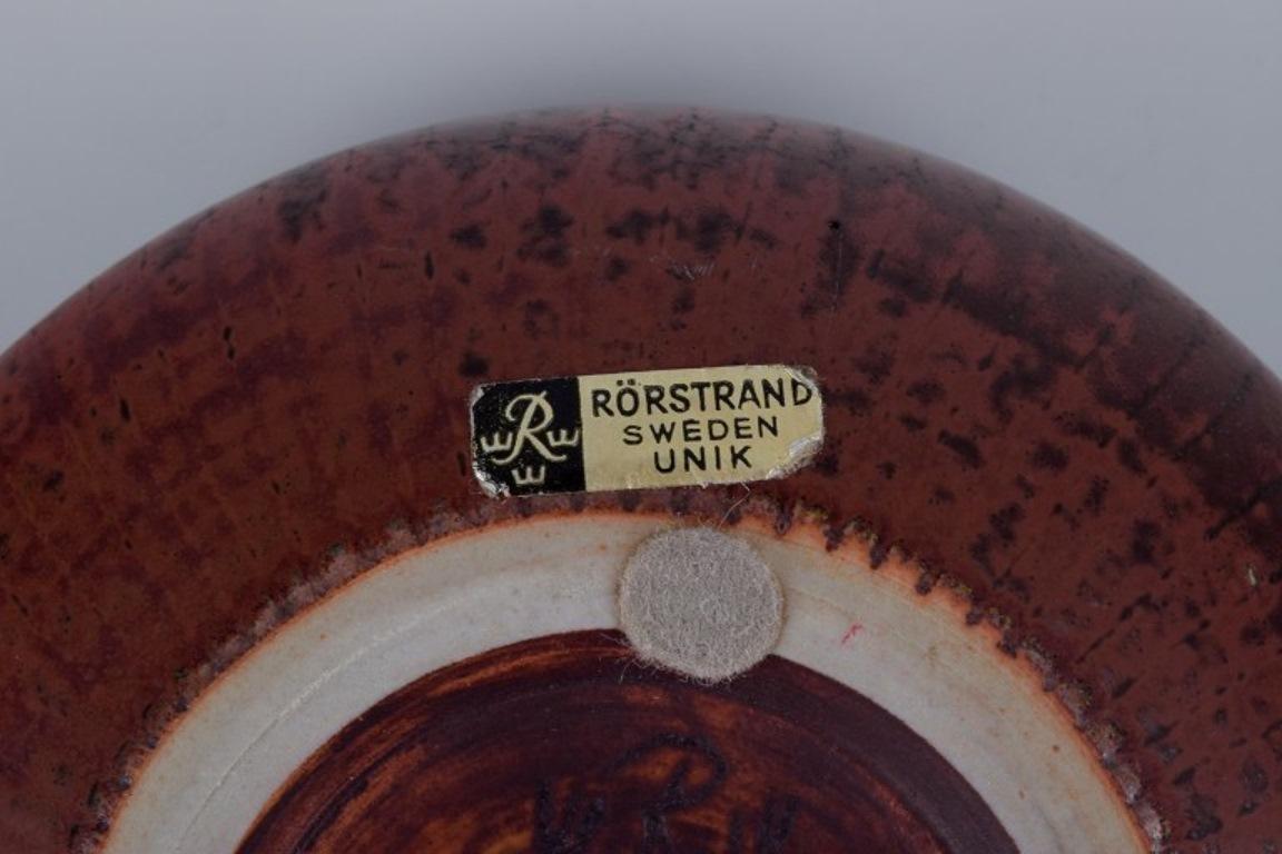 Ceramic Carl Harry Stålhane for Rörstrand, ceramic bowl with glaze in brown tones.  For Sale