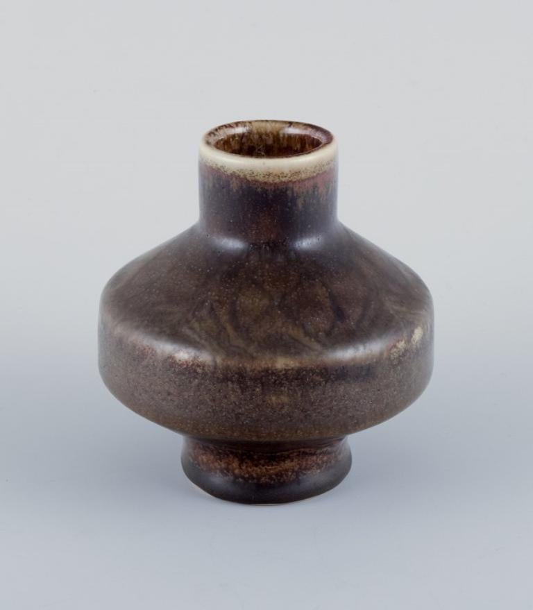 Scandinavian Modern Carl Harry Stålhane for Rörstrand. Ceramic vase in a rare form. 1960s For Sale