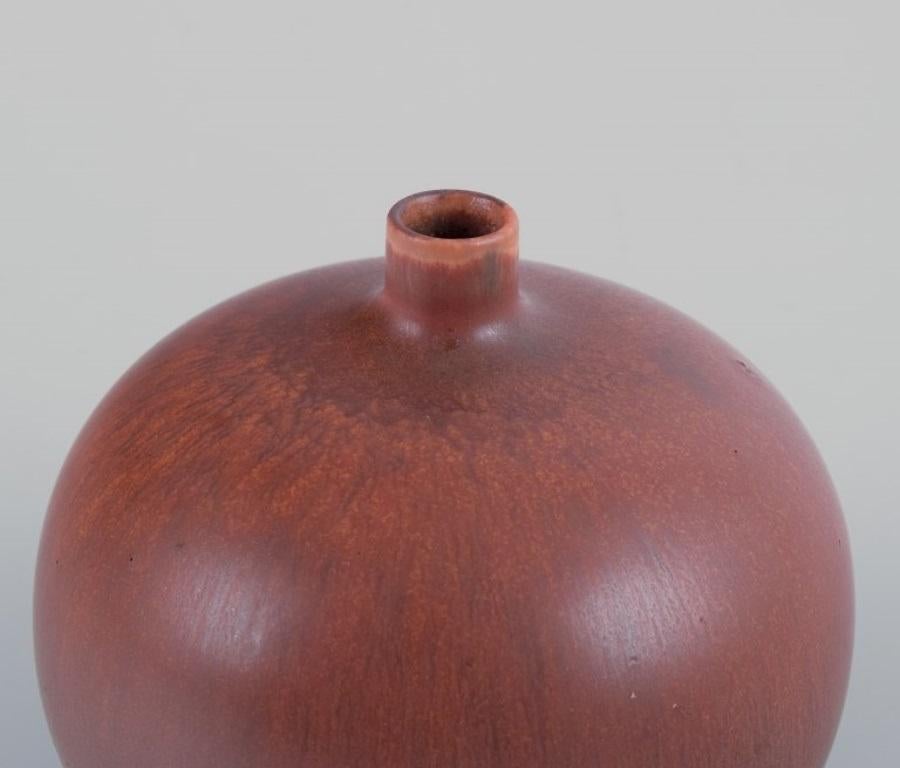 Glazed Carl Harry Stålhane for Rörstrand. Ceramic vase in a round shape. For Sale