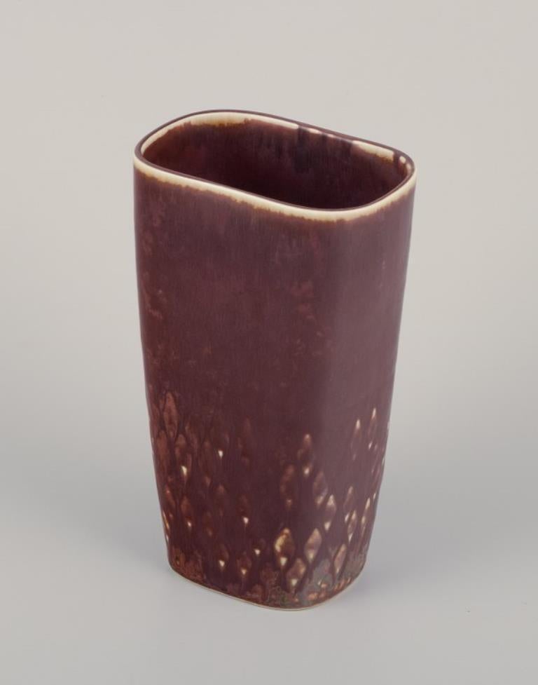 Swedish Carl Harry Stålhane for Rörstrand. Ceramic vase in brown tones. Modernist design For Sale