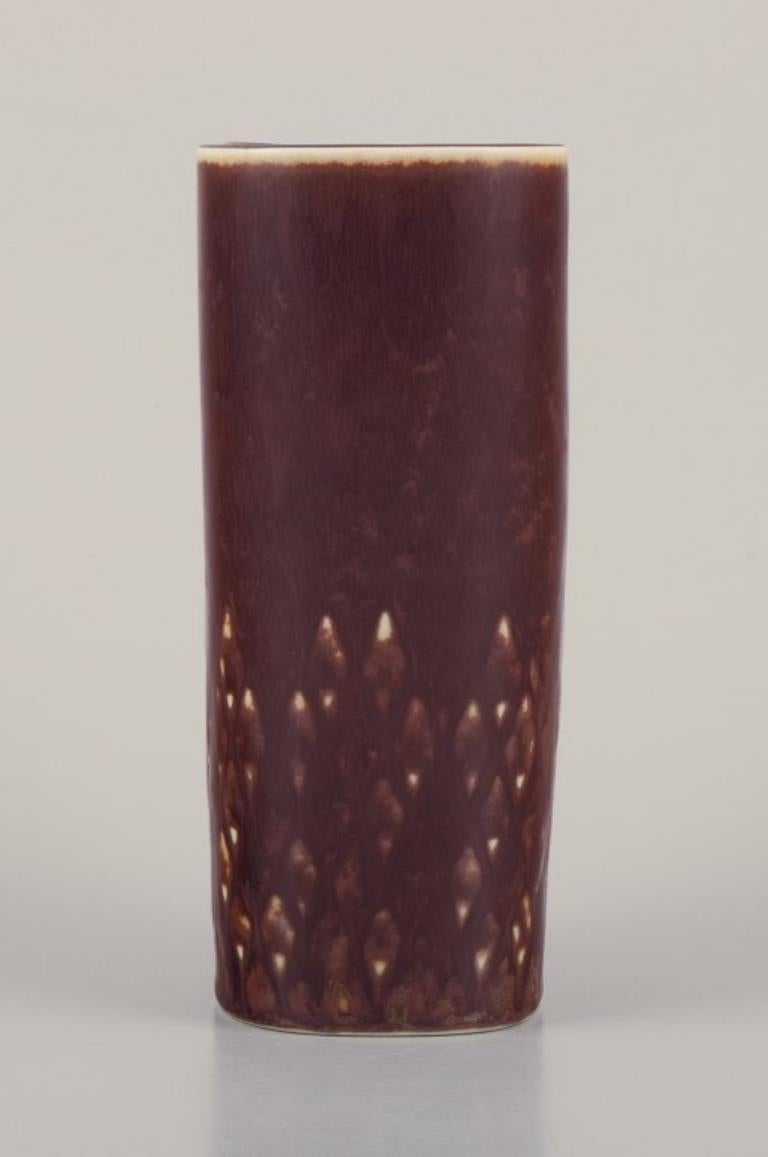 20th Century Carl Harry Stålhane for Rörstrand. Ceramic vase in brown tones. Modernist design For Sale