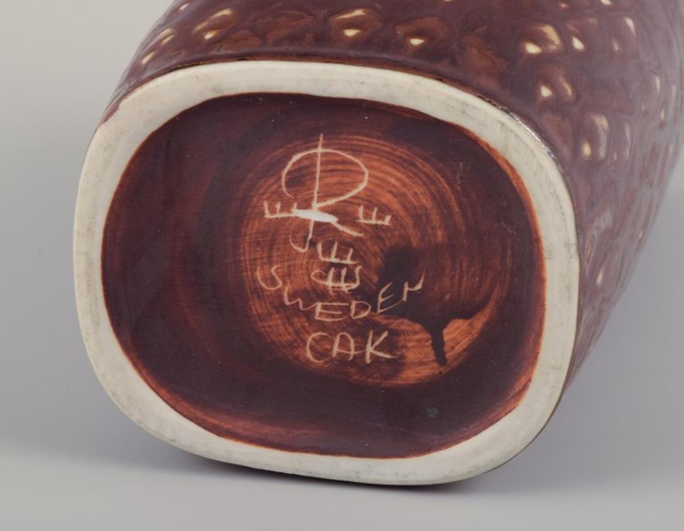 Carl Harry Stålhane for Rörstrand. Ceramic vase in brown tones. Modernist design For Sale 1