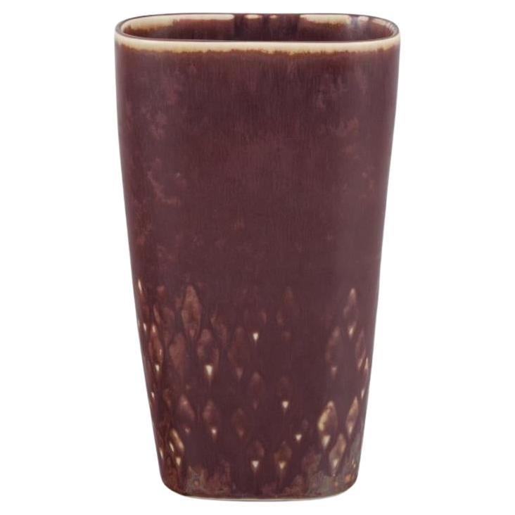 Carl Harry Stålhane for Rörstrand. Ceramic vase in brown tones. Modernist design For Sale