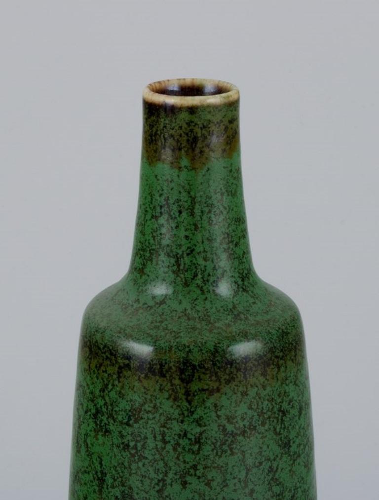 Swedish Carl Harry Stålhane for Rörstrand, ceramic vase in green speckled glaze. 