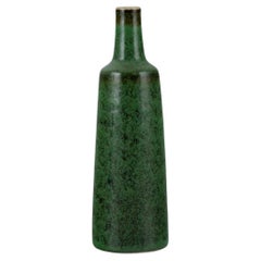 Carl Harry Stålhane for Rörstrand, ceramic vase in green speckled glaze. 