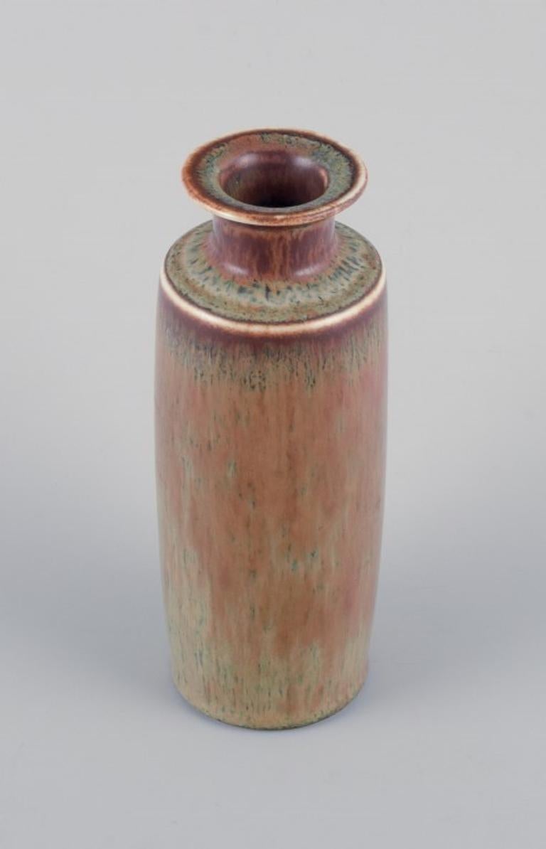 Swedish Carl Harry Stålhane for Rörstrand, ceramic vase with glaze in shades of brown. For Sale