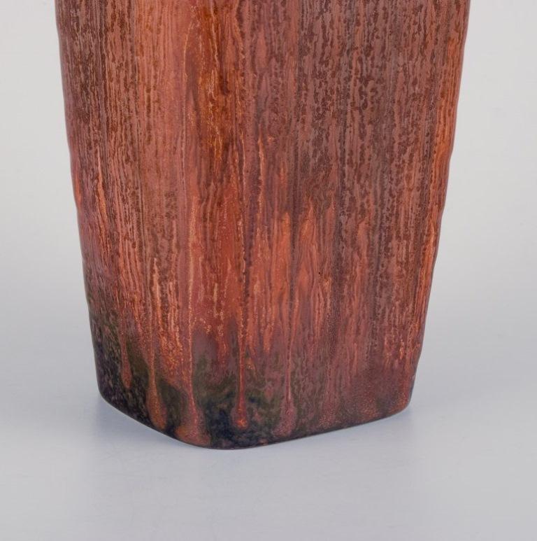 Glazed Carl Harry Stålhane for Rörstrand. Ceramic vase with glaze in shades of brown. For Sale