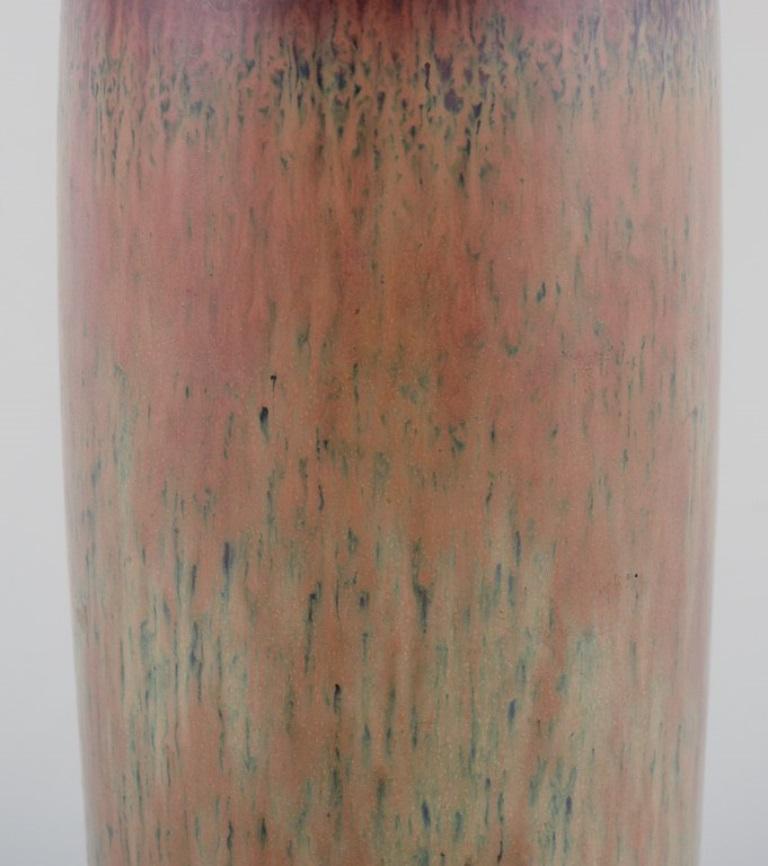 20th Century Carl Harry Stålhane for Rörstrand, ceramic vase with glaze in shades of brown. For Sale