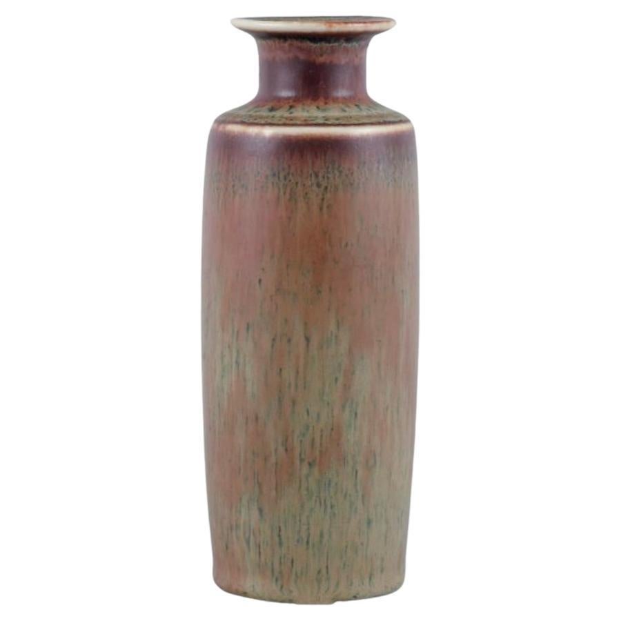 Carl Harry Stålhane for Rörstrand, ceramic vase with glaze in shades of brown. For Sale