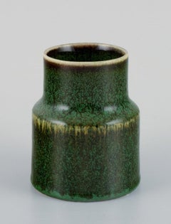 Carl Harry Stålhane for Rörstrand. Ceramic vase with green-brown glaze.