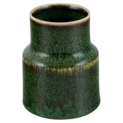 Carl Harry Stålhane for Rörstrand. Ceramic vase with green-brown glaze.