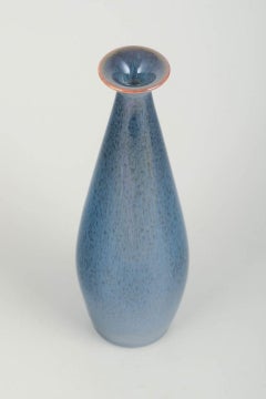 Carl-Harry Stålhane for Rörstrand. Drop-shaped vase with blue glaze. Mid-20th C.