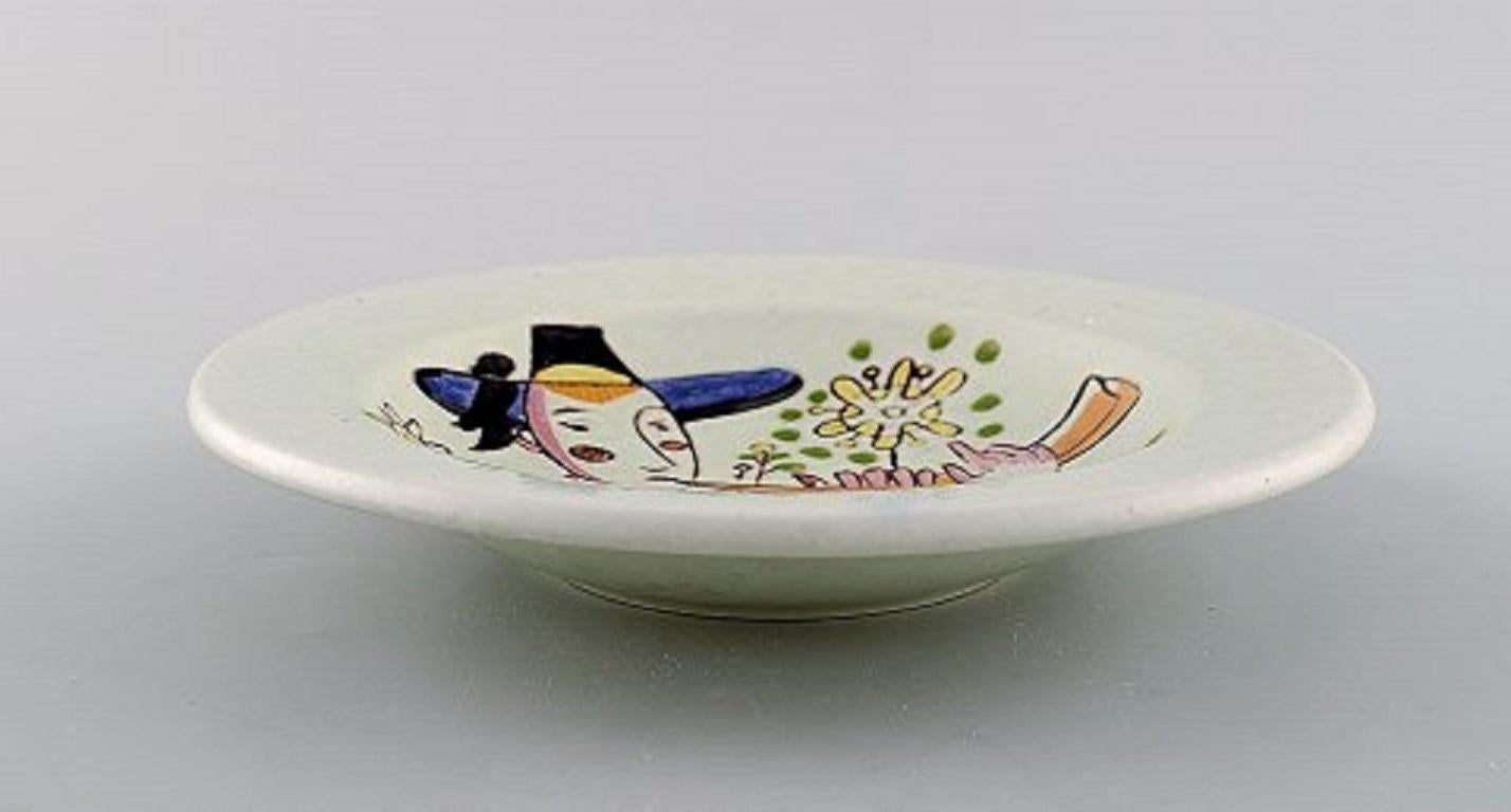 Scandinavian Modern Carl-Harry Stålhane for Rörstrand, Hand Painted Bowl in Glazed Stoneware, 1960s For Sale